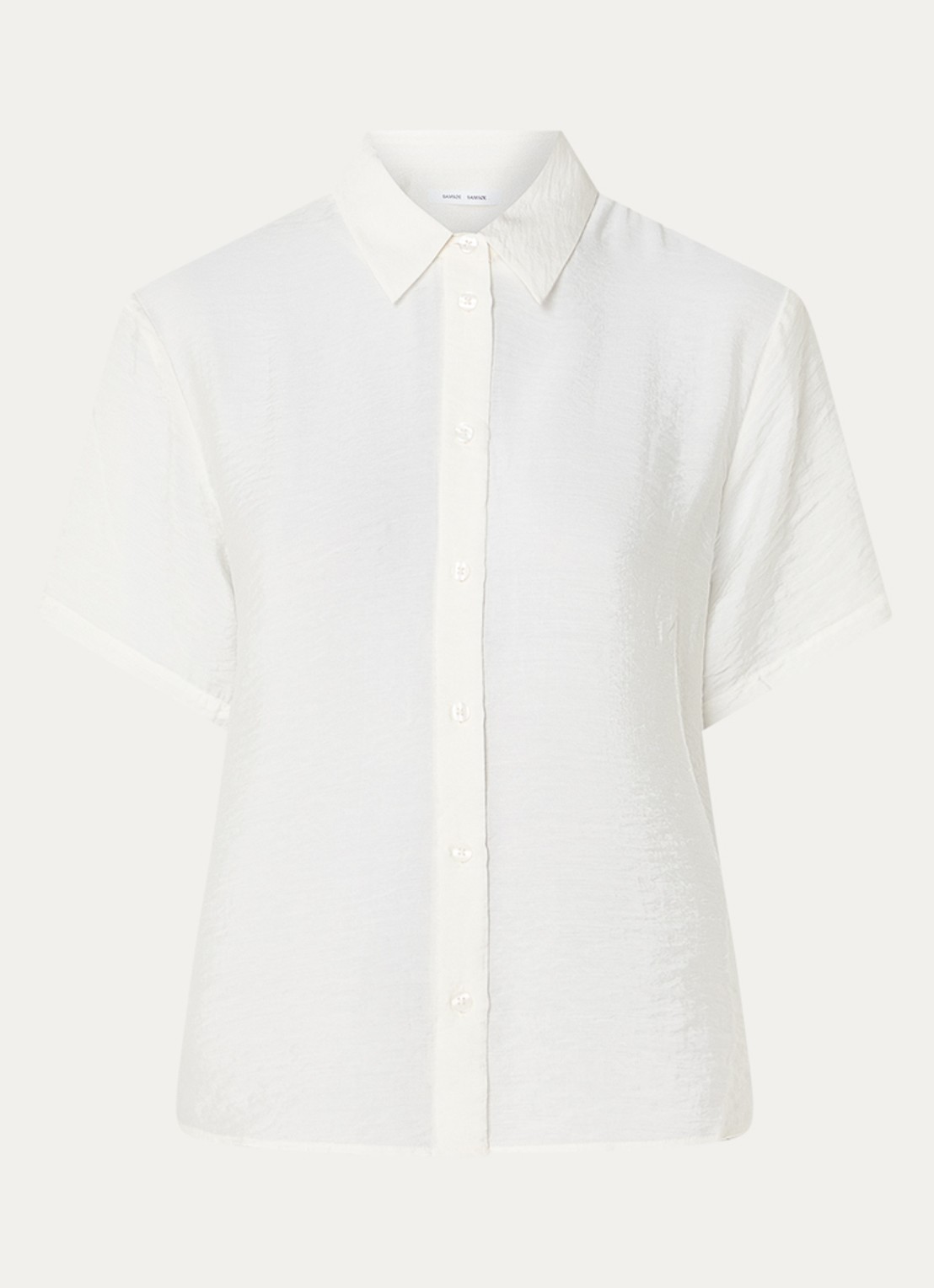SAMSØE SAMSØE Saminna semi-transparante blouse in zijdeblend met structuur - voorkant 2 gebroken wit