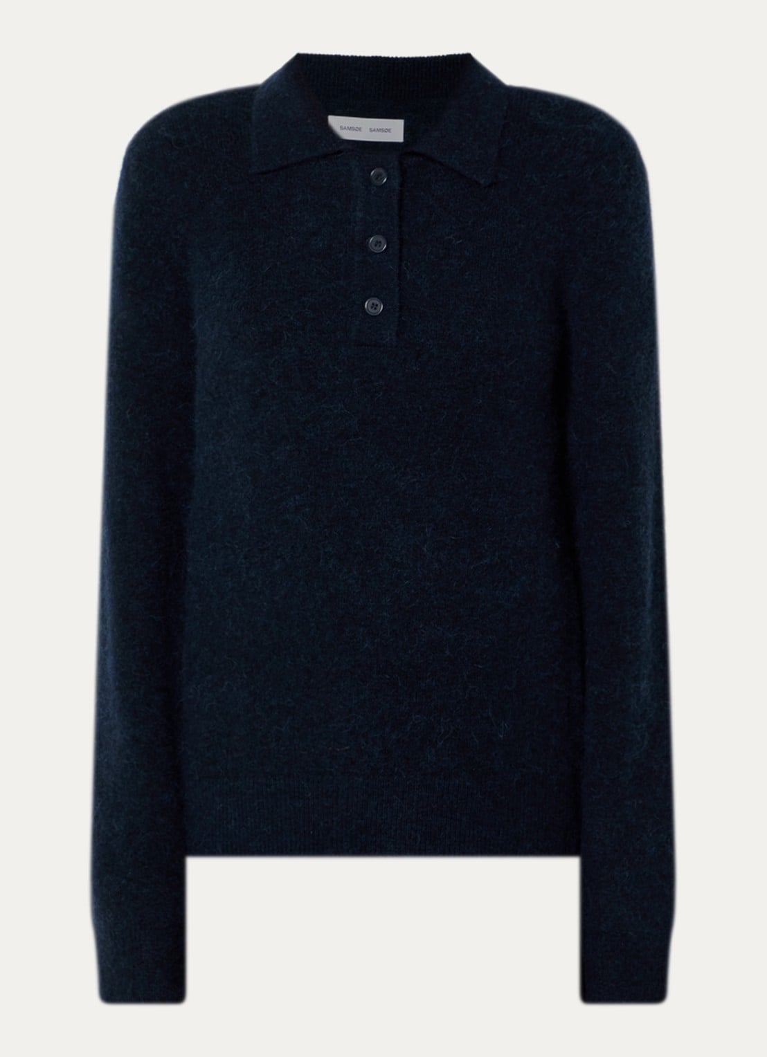SAMSØE SAMSØE Sanoura grofgebreide polo in wolblend - voorkant 2 donkerblauw