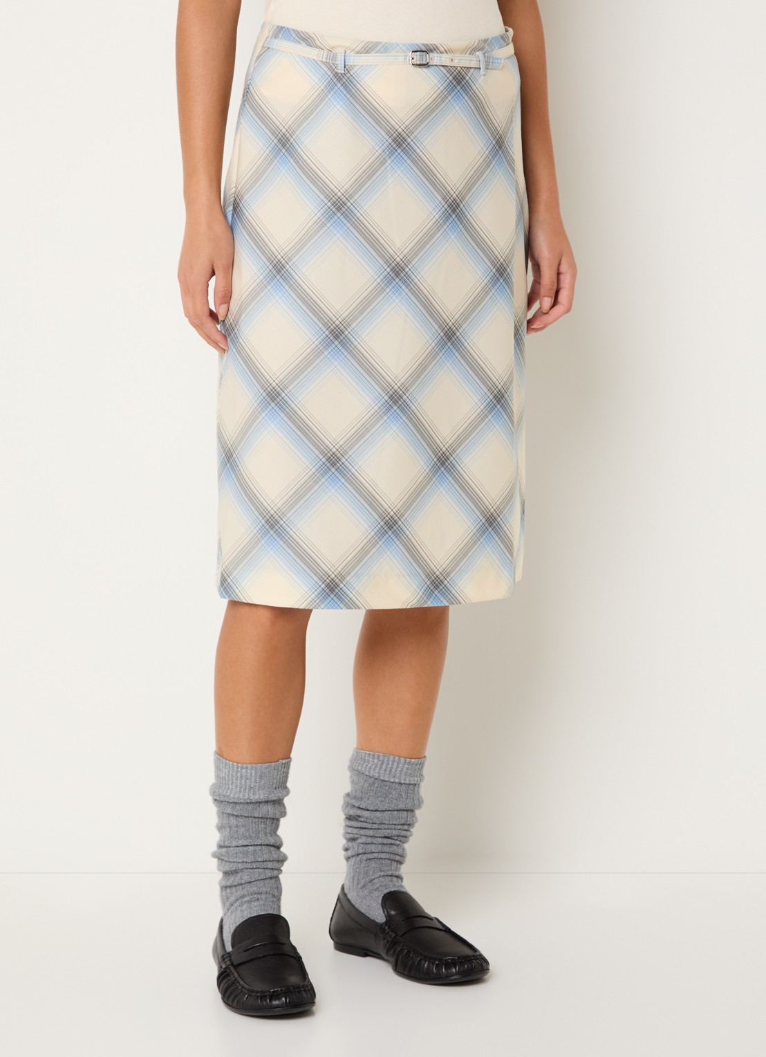 SAMSØE SAMSØE Sapalm midi rok met print - detail 2 lichtblauw