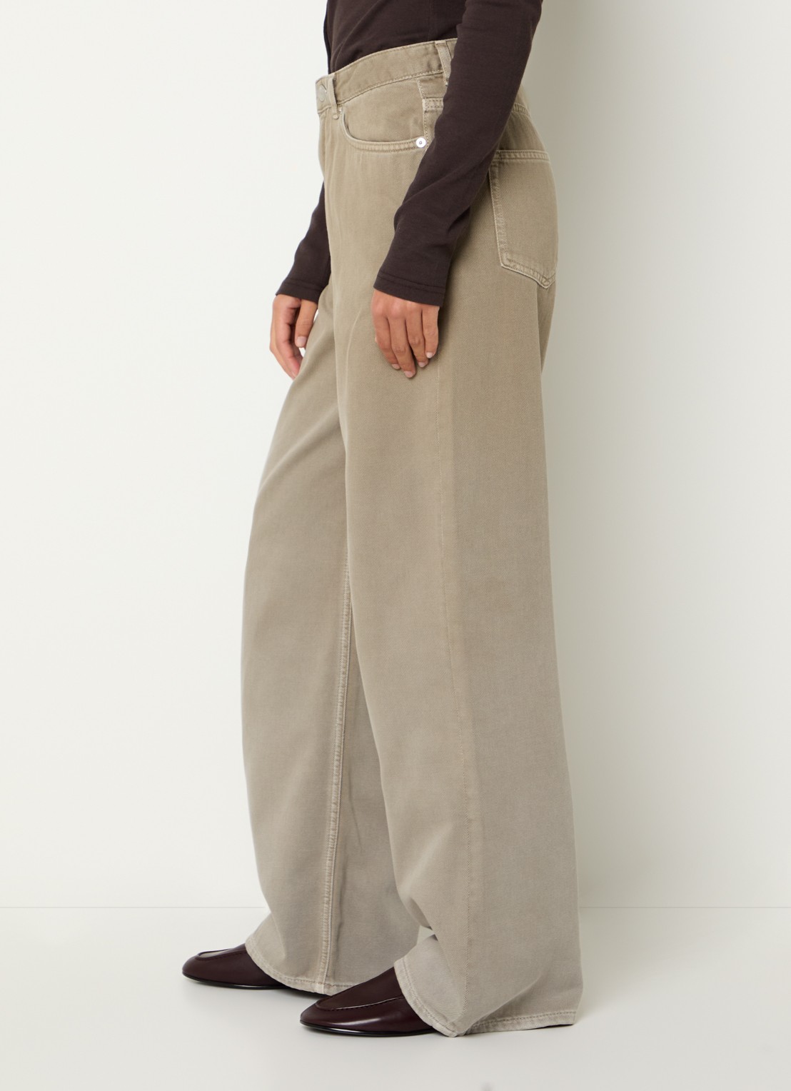 SAMSØE SAMSØE Sashelly wide fit jeans met gekleurde wassing en steekzakken - detail 2 khaki