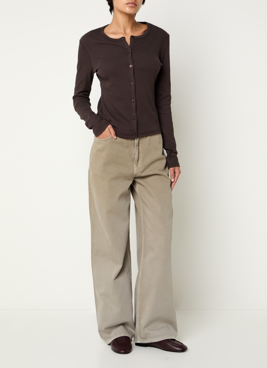 SAMSØE SAMSØE Sashelly wide fit jeans met gekleurde wassing en steekzakken - voorkant 5 khaki
