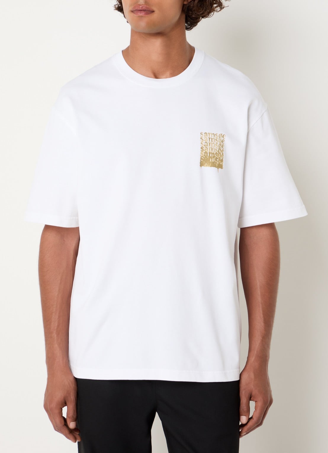 SAMSØE SAMSØE Sasteven T-shirt met front- en backprint - achterkant 4 geel