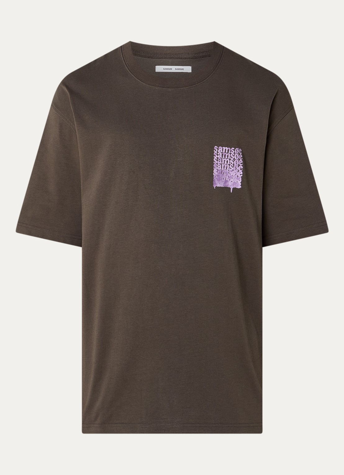 SAMSØE SAMSØE Sasteven T-shirt met front- en backprint - voorkant 3 bruin