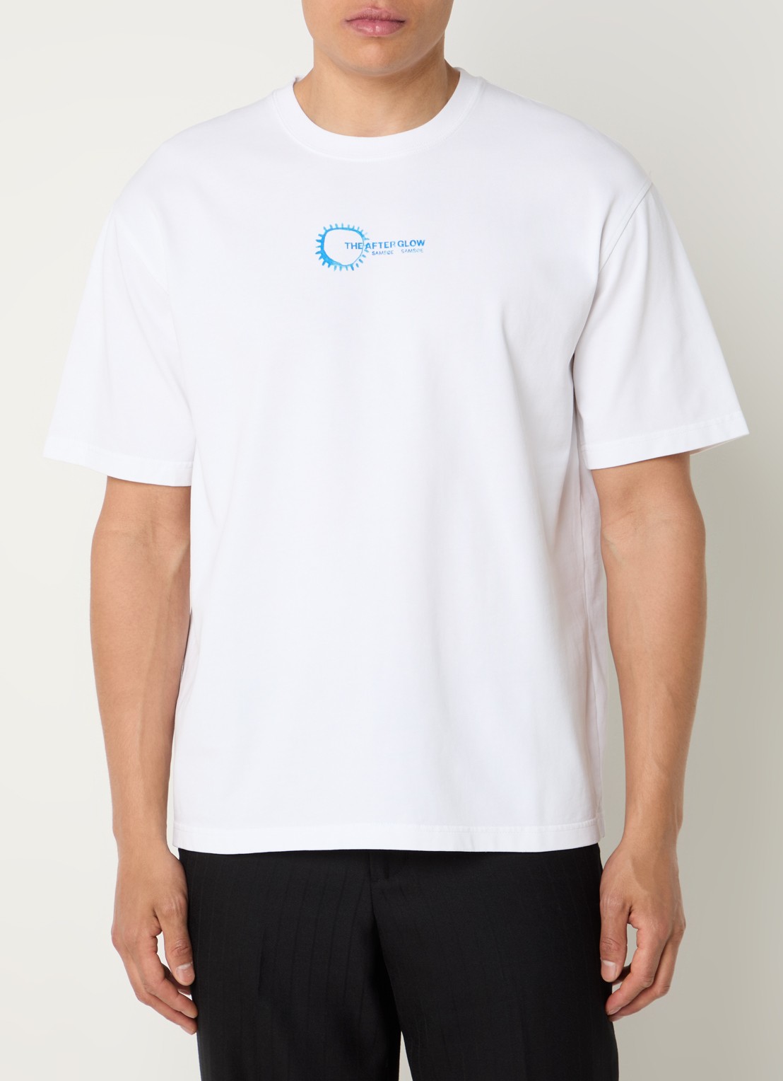 SAMSØE SAMSØE Sasteven T-shirt met front- en backprint - achterkant wit