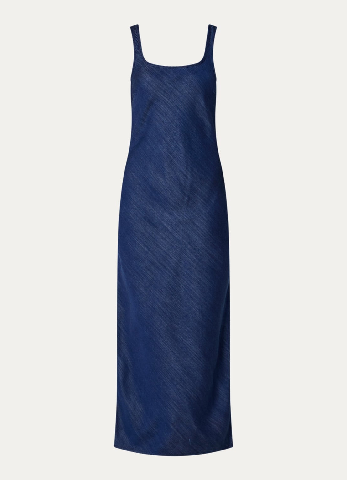 SAMSØE SAMSØE Sasunna maxi jurk van chambray met split - voorkant 2 indigo