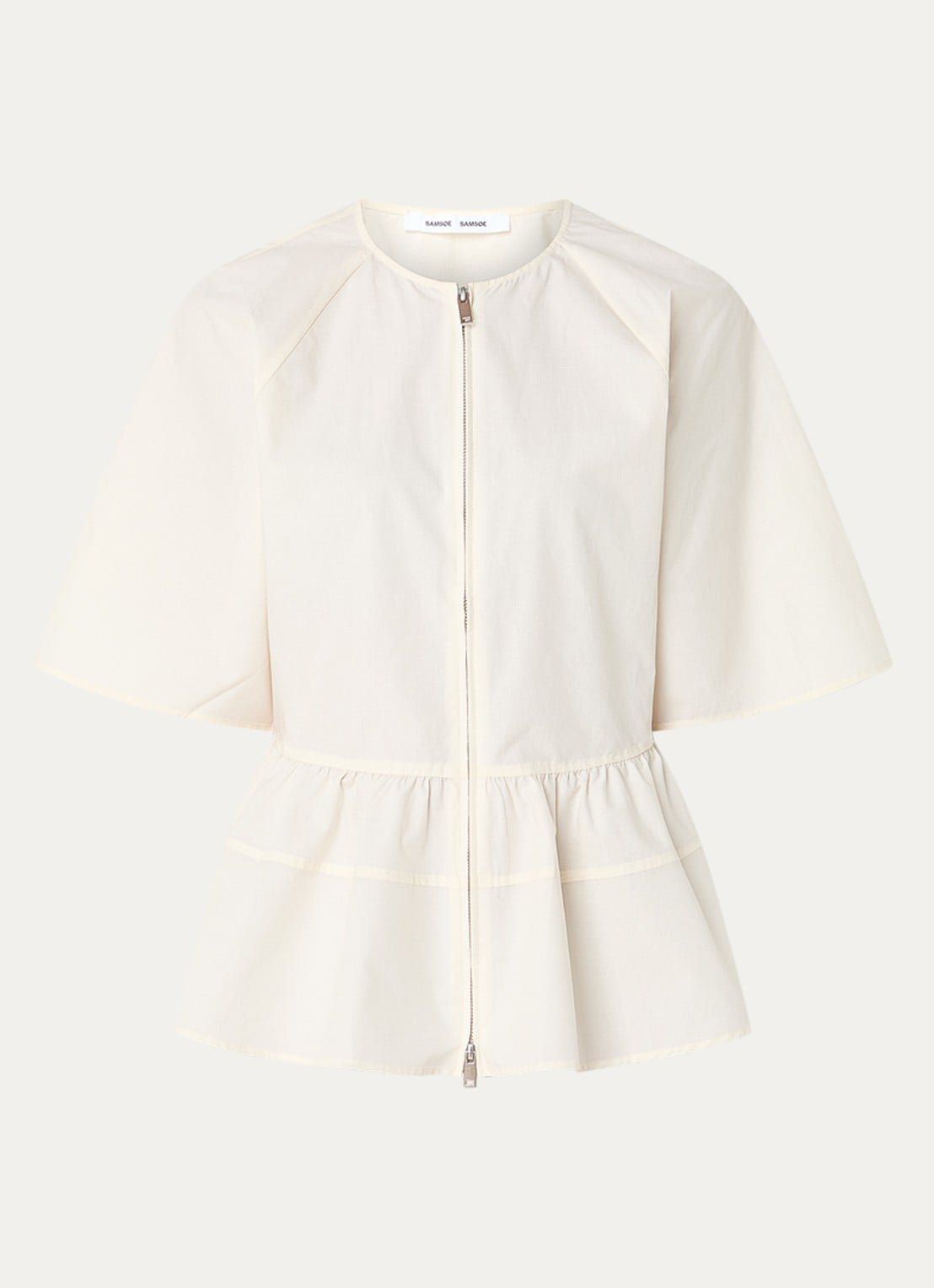 SAMSØE SAMSØE Satoman blouse in linnenblend - voorkant 2 gebroken wit