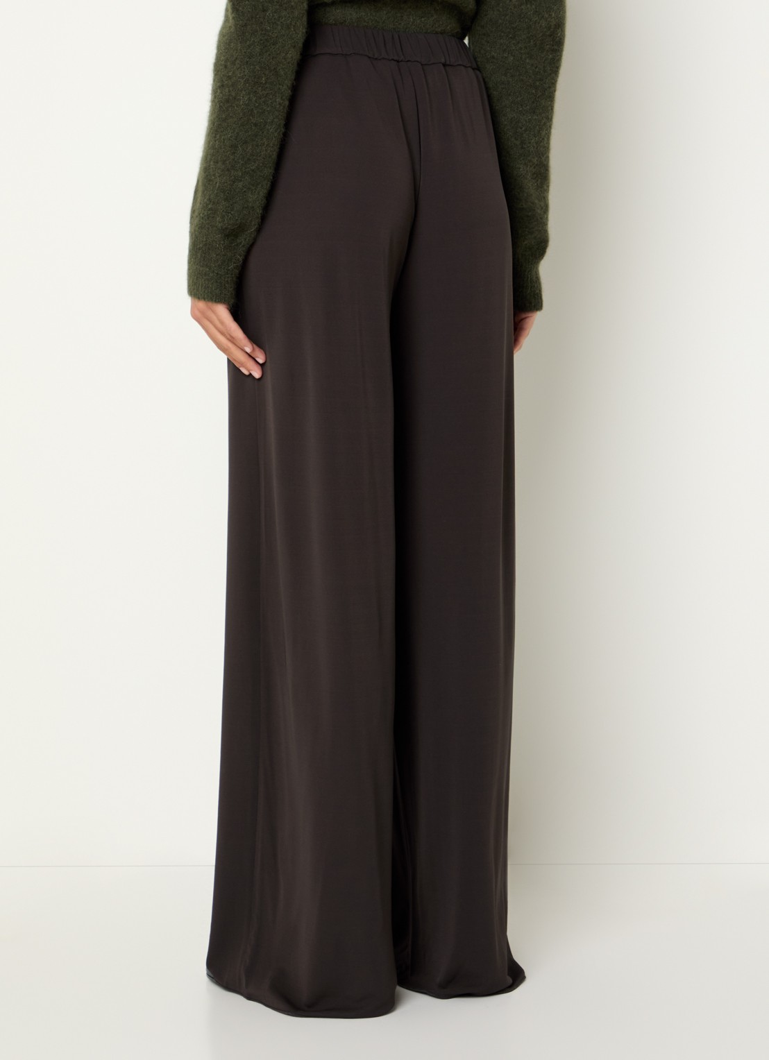 SAMSØE SAMSØE Saumi high waist wide fit pantalon met steekzakken - achterkant 3 bruin