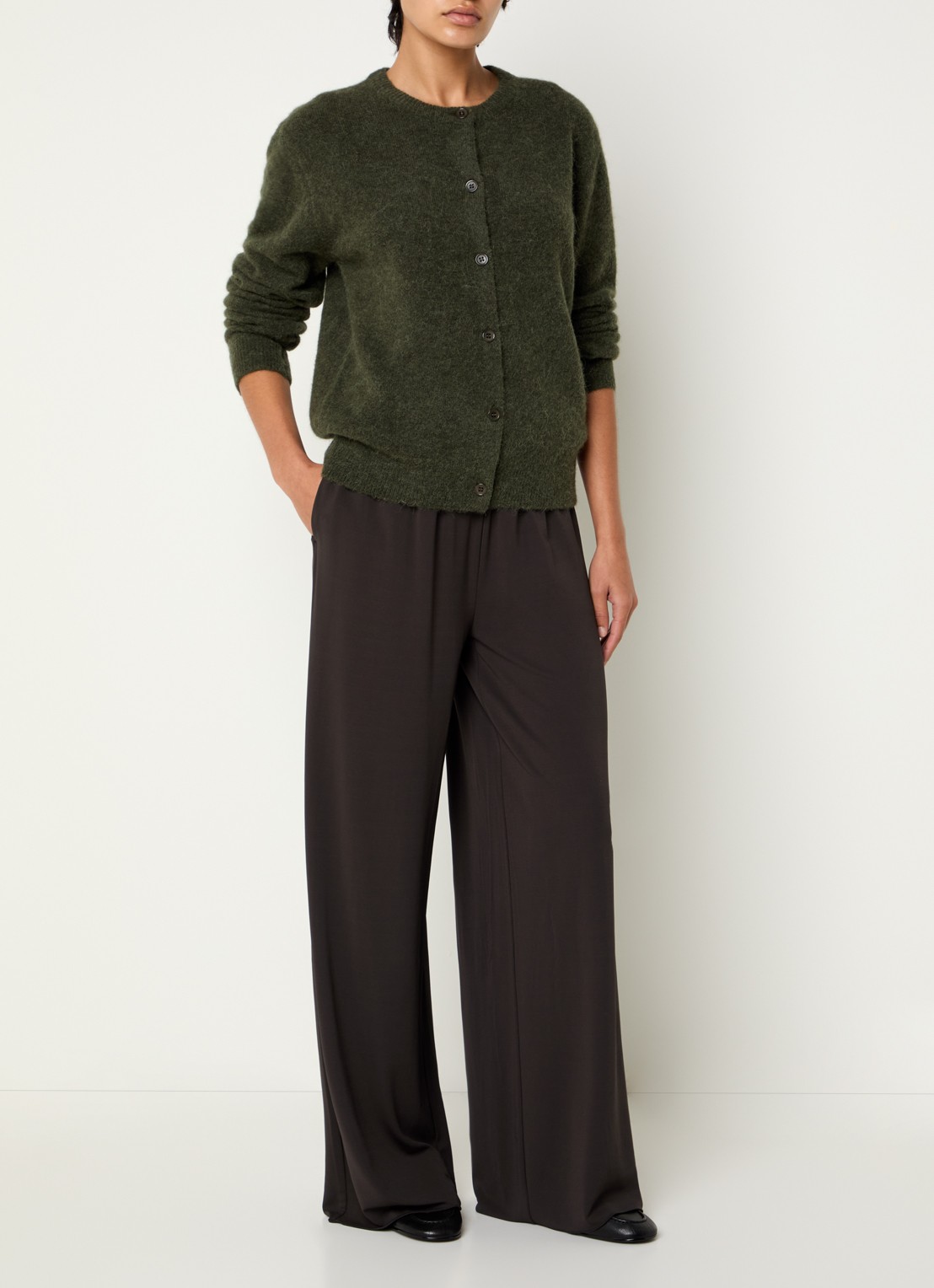 SAMSØE SAMSØE Saumi high waist wide fit pantalon met steekzakken - voorkant 2 bruin