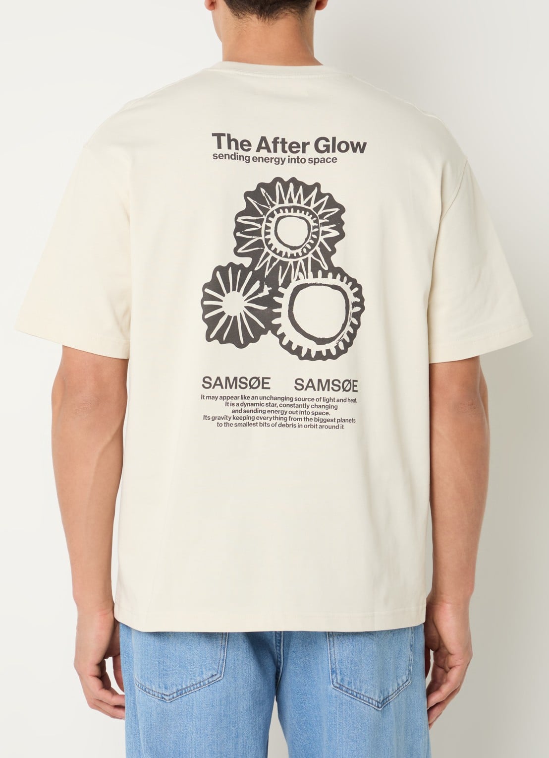 SAMSØE SAMSØE Sauni T-shirt met front- en backprint - detail ivoor