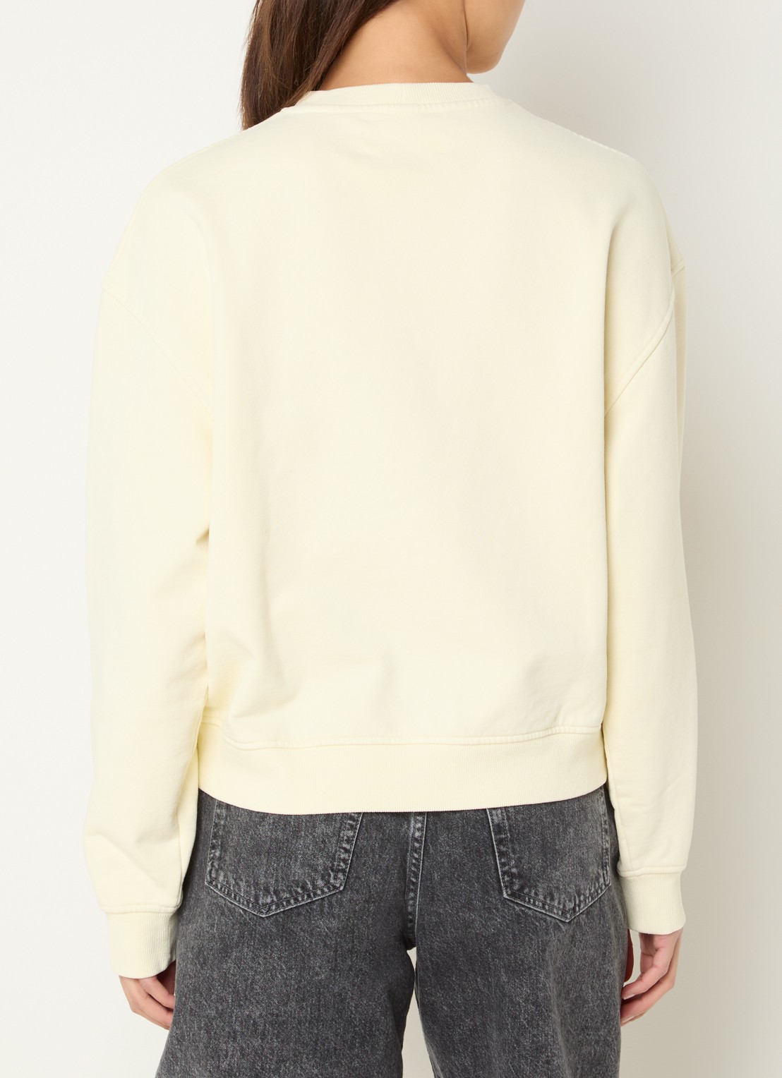 SAMSØE SAMSØE Savan sweater met logoborduring - achterkant lichtgeel