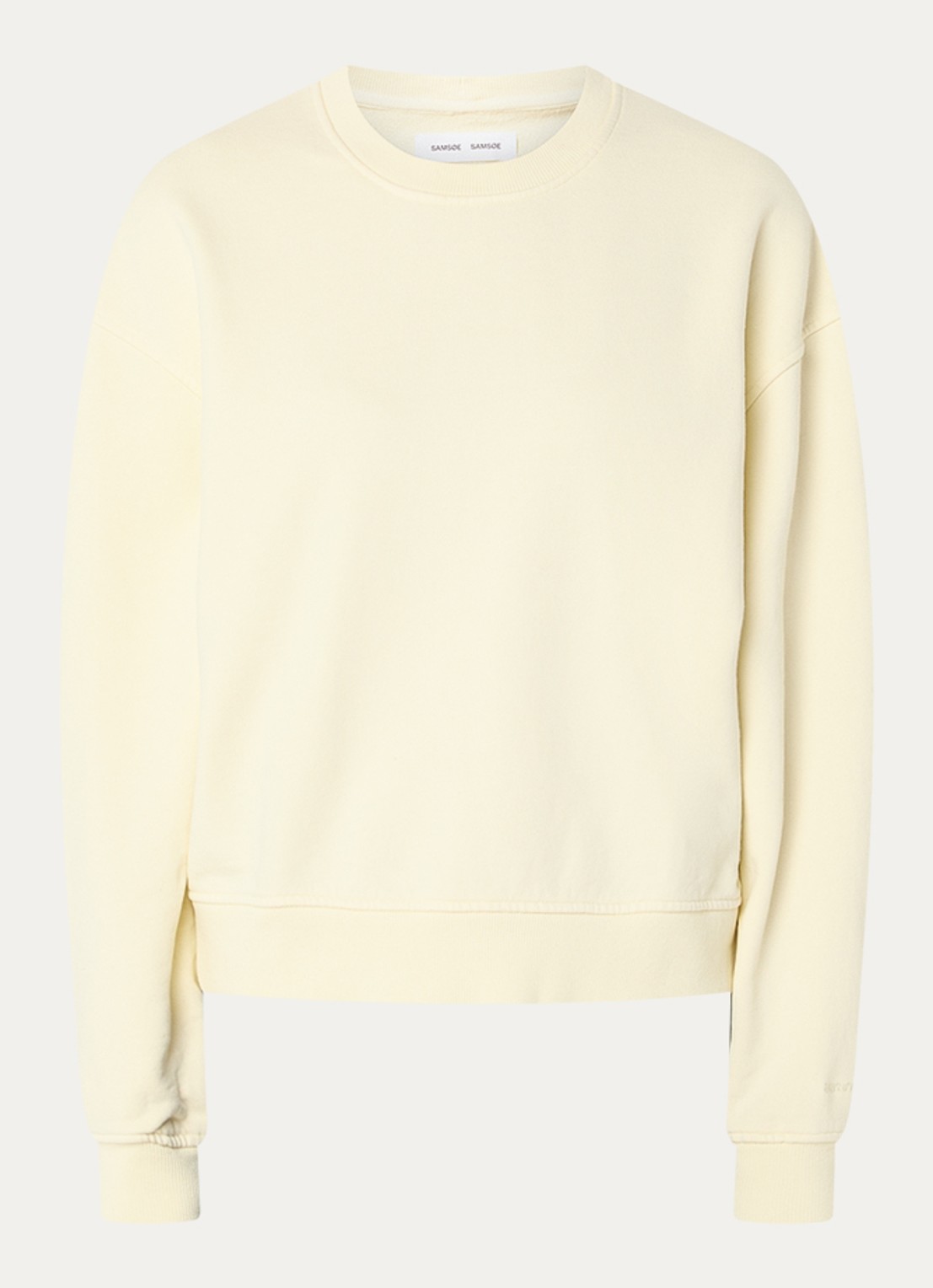 SAMSØE SAMSØE Savan sweater met logoborduring - voorkant 2 lichtgeel