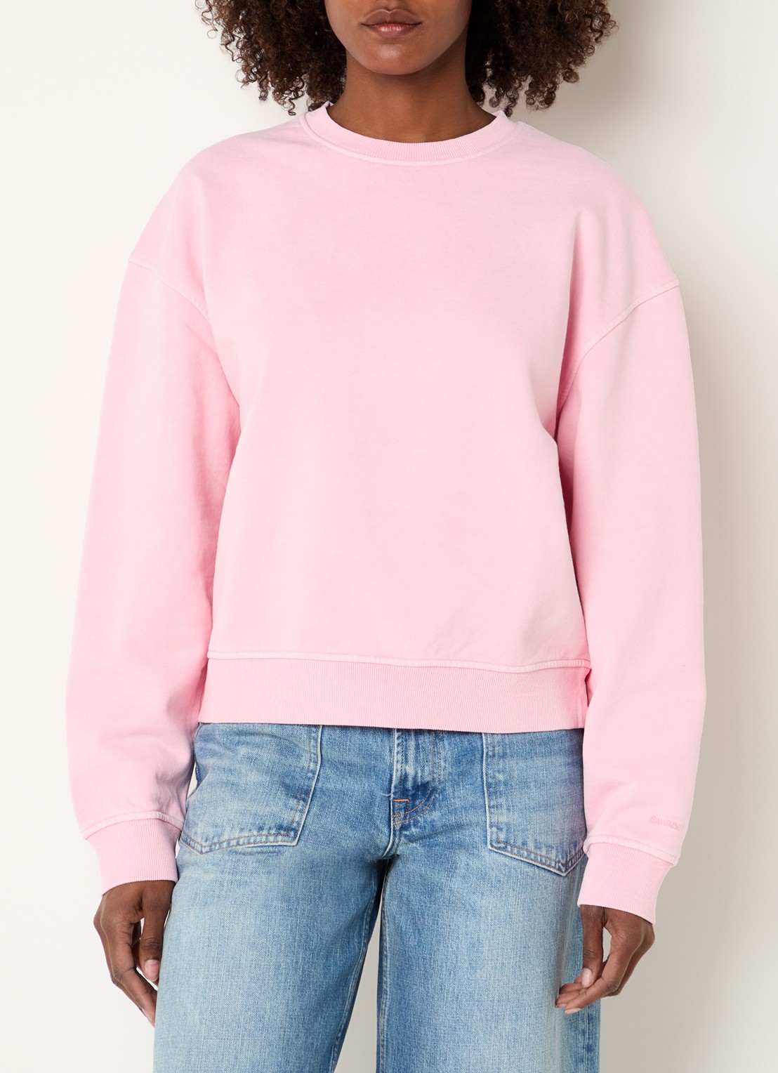 SAMSØE SAMSØE Savan sweater met ronde hals - detail roze
