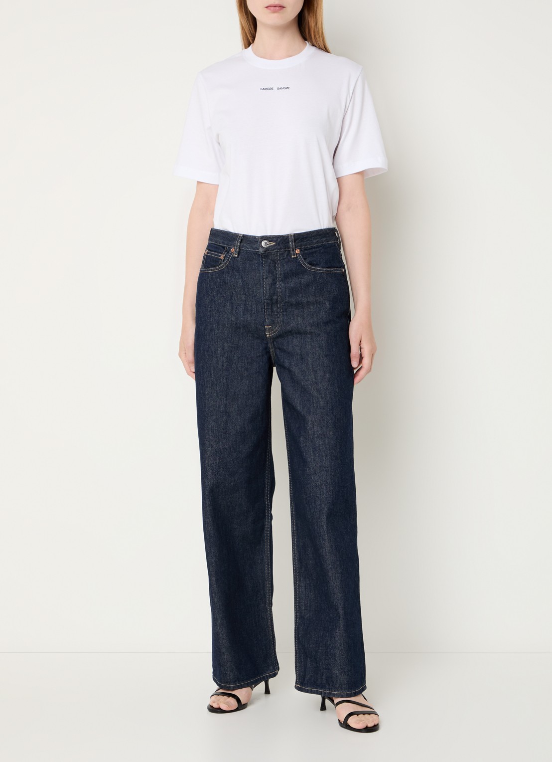 SAMSØE SAMSØE Shelly loose fit jeans met donkere wassing en steekzakken - voorkant 5 donkerblauw
