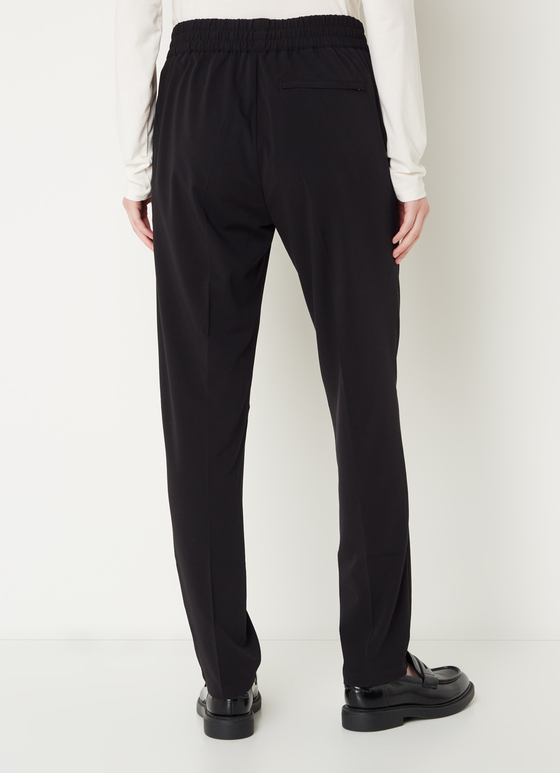 SAMSØE SAMSØE Smithy tapered fit cropped pantalon met persplooi - achterkant 4 zwart