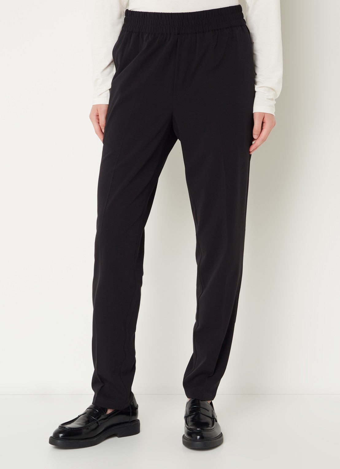 SAMSØE SAMSØE Smithy tapered fit cropped pantalon met persplooi - detail zwart