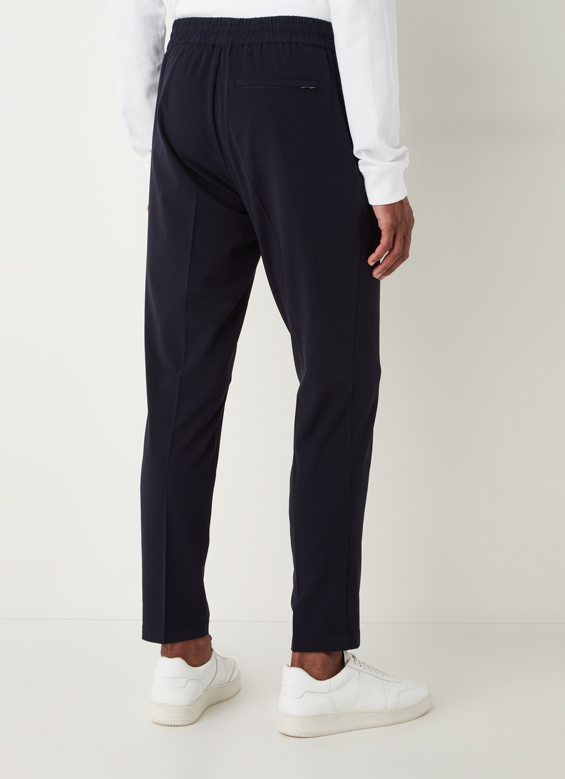 SAMSØE SAMSØE Smithy tapered fit cropped pantalon met persplooi - achterkant 5 donkerblauw