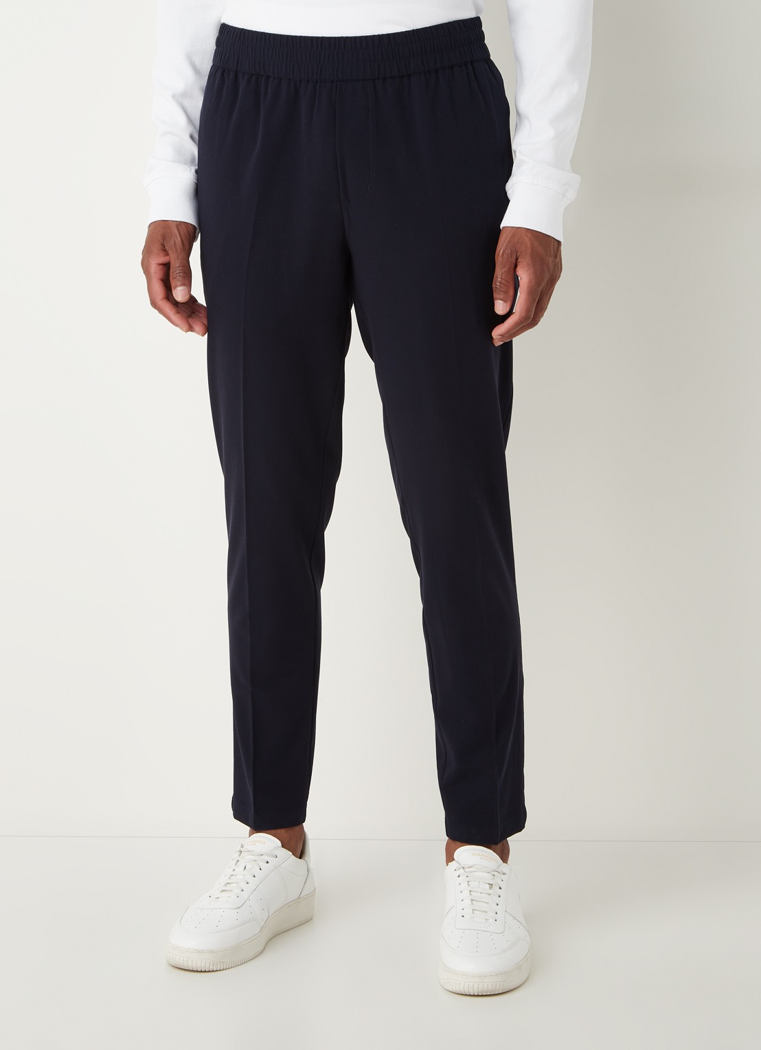 SAMSØE SAMSØE Smithy tapered fit cropped pantalon met persplooi - detail 3 donkerblauw