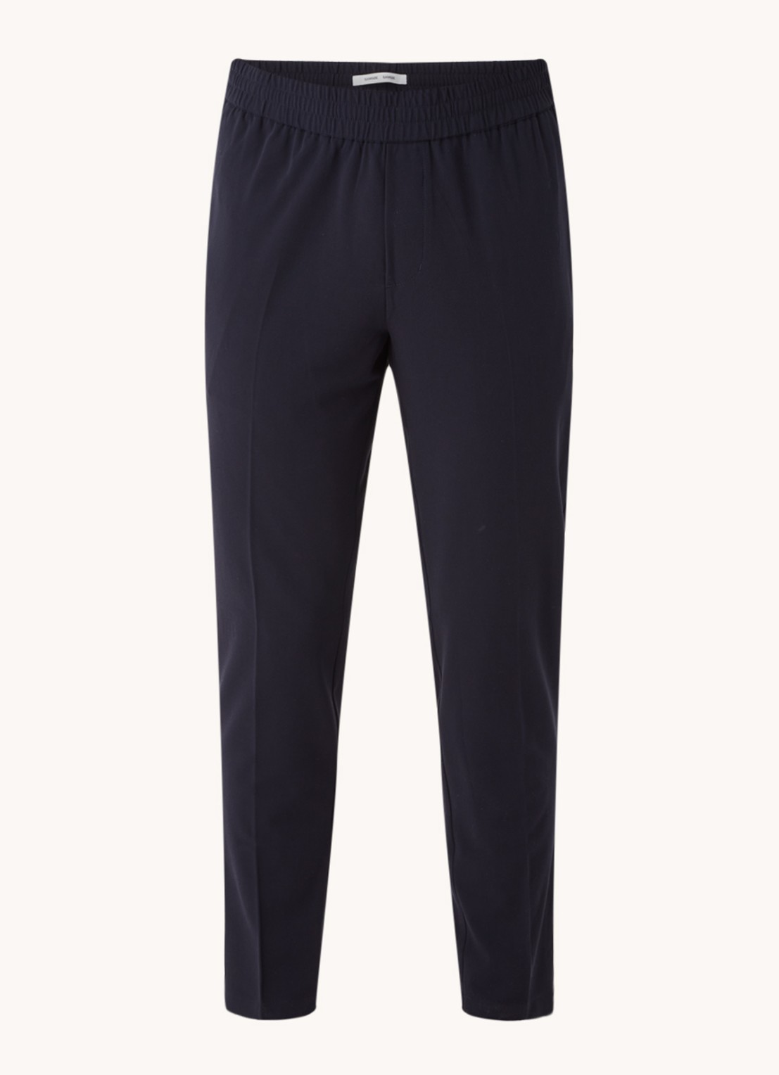 SAMSØE SAMSØE Smithy tapered fit cropped pantalon met persplooi - voorkant donkerblauw