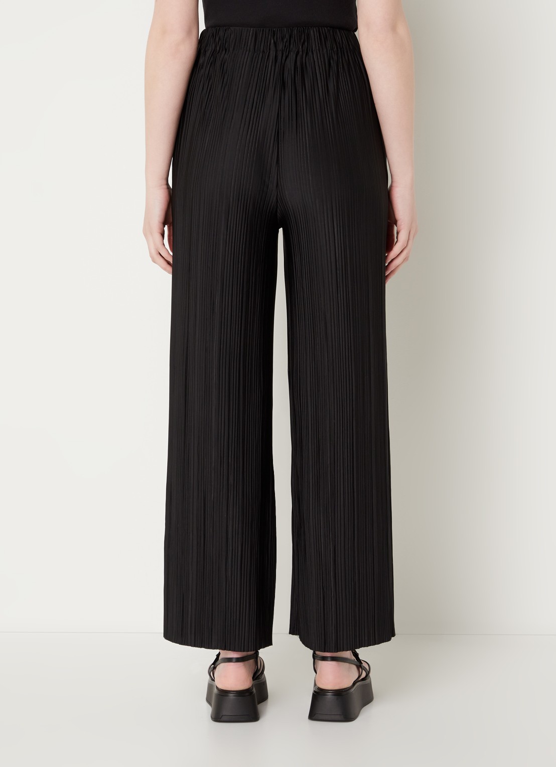SAMSØE SAMSØE Uma high waist loose fit cropped pantalon met plissé - achterkant 2 zwart