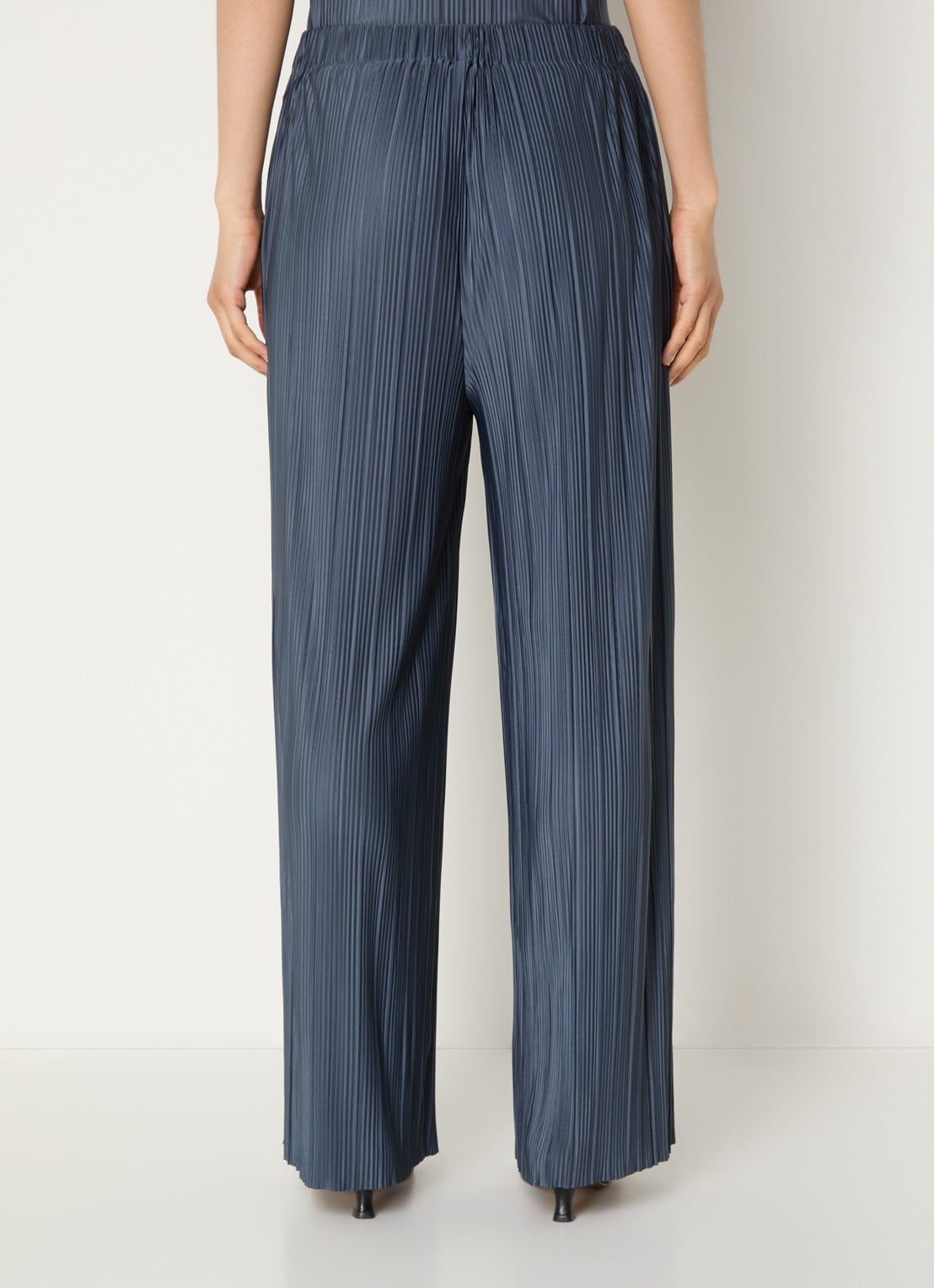 SAMSØE SAMSØE Uma high waist straight fit broek met steekzakken  - achterkant 3 blauwgrijs