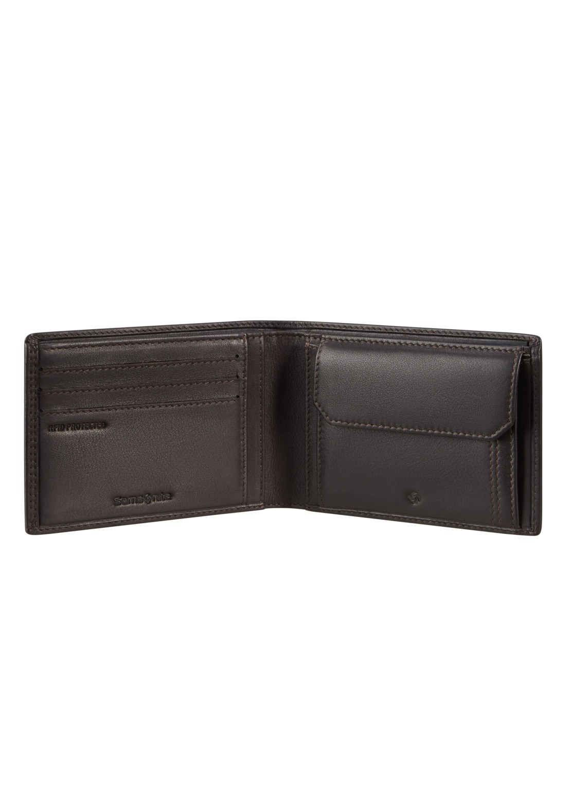 Samsonite Attack 2 SLG portemonnee van leer - voorkant 3 donkerbruin
