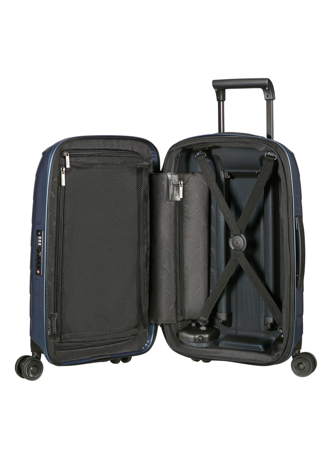 Samsonite Attrix vergrootbare spinner 55 cm - achterkant 3 staalblauw