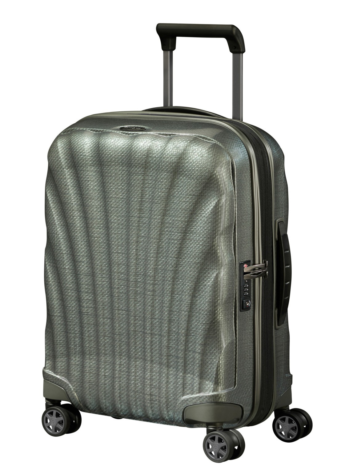 Samsonite C-Lite vergrootbare spinner 55 cm - voorkant 2 legergroen