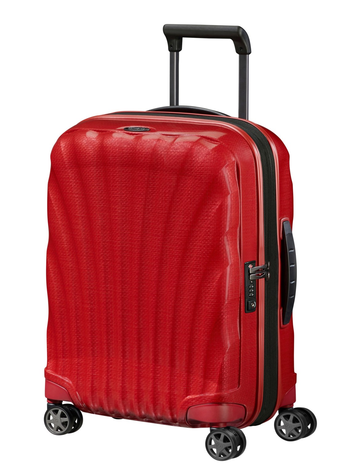 Samsonite C-Lite vergrootbare spinner 55 cm - voorkant 2 rood