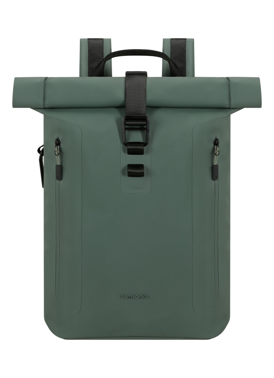 Samsonite Coatify Biz Rolltop rugzak met 14.1 inch laptopvak - voorkant 3 olijfgroen