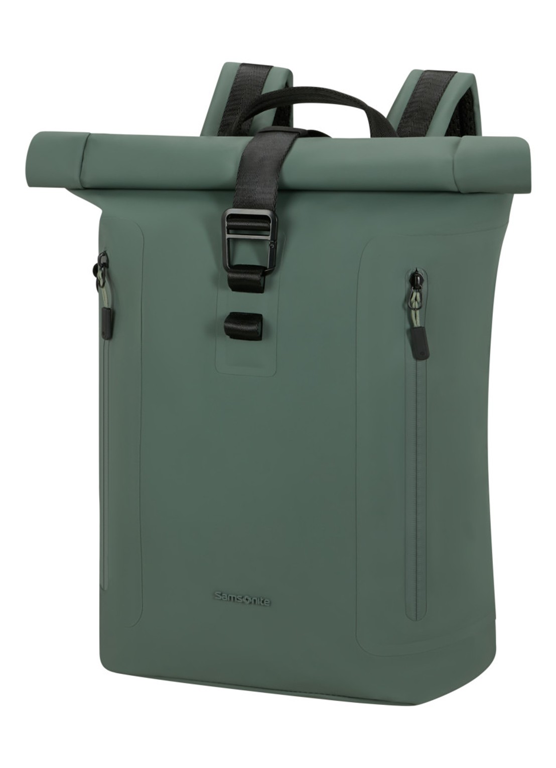 Samsonite Coatify Biz Rolltop rugzak met 14.1 inch laptopvak - voorkant 4 olijfgroen