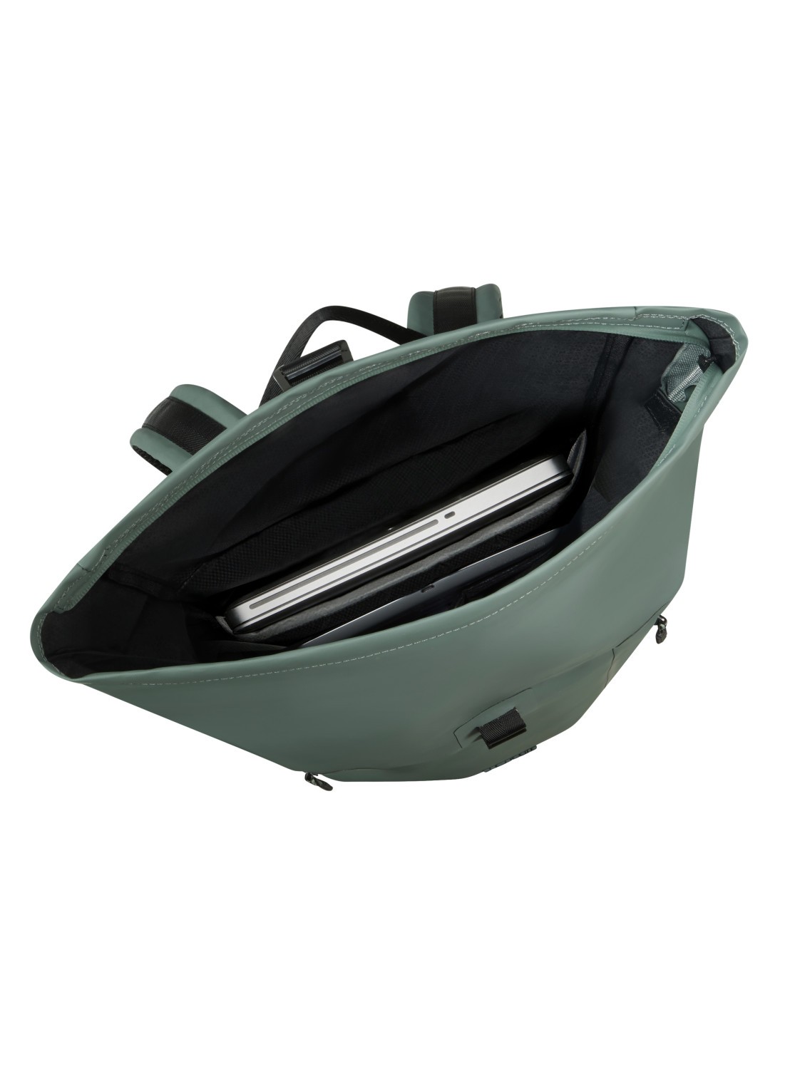 Samsonite Coatify rolltop rugzak met 14,1 inch laptopvak - detail olijfgroen