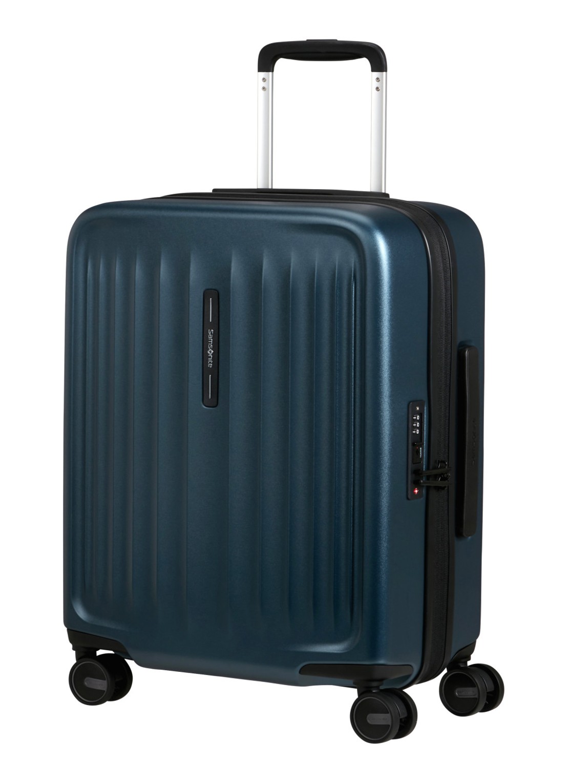 Samsonite Fyrm vergrootbare spinner 55 cm - voorkant 3 staalblauw