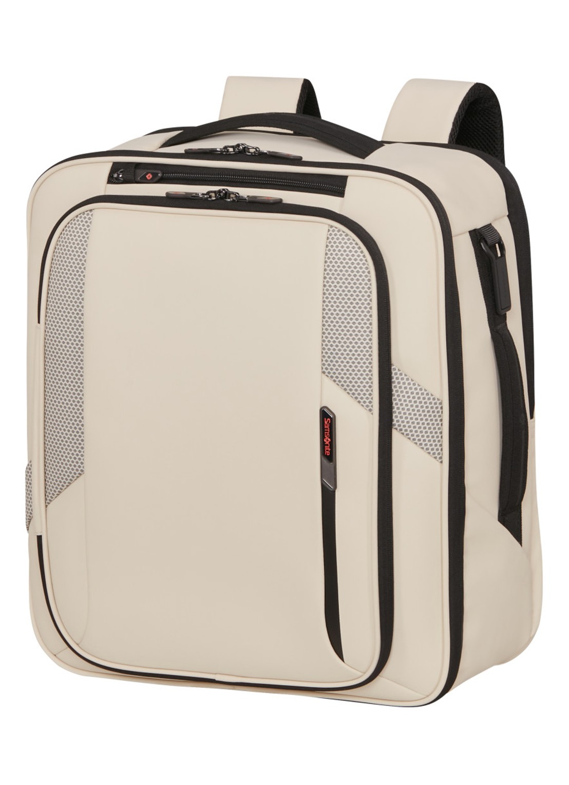 Samsonite Glazed M rugzak met 17 inch laptopvak - voorkant 2 zand