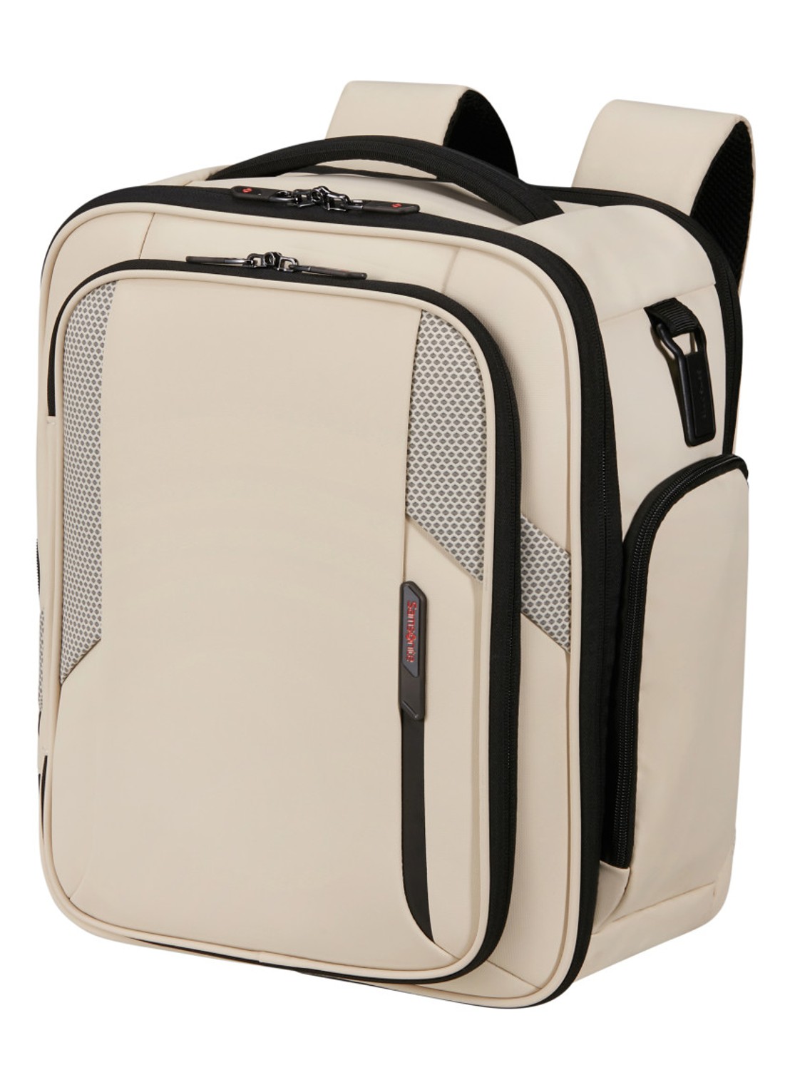 Samsonite Glazed S rugzak met 15 inch laptopvak - voorkant 2 zand