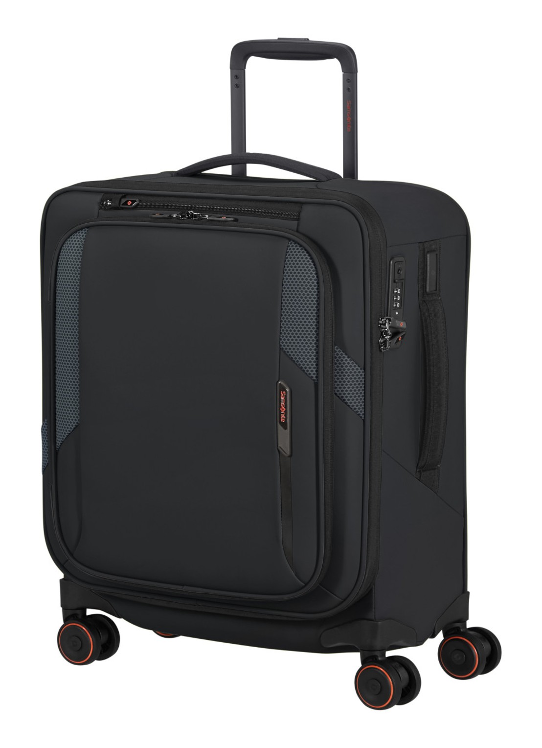Samsonite Glazed vergrootbare spinner 55 cm - voorkant 2 zwart
