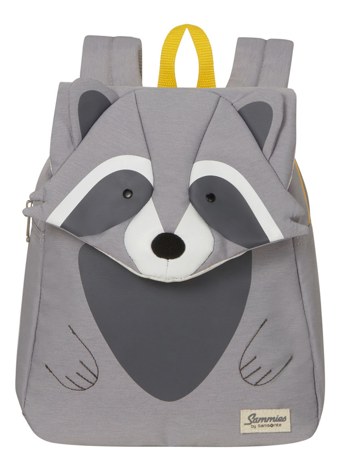 Samsonite Happy Sammies Raccoon Remy rugzak S met applicatie - voorkant lichtgrijs