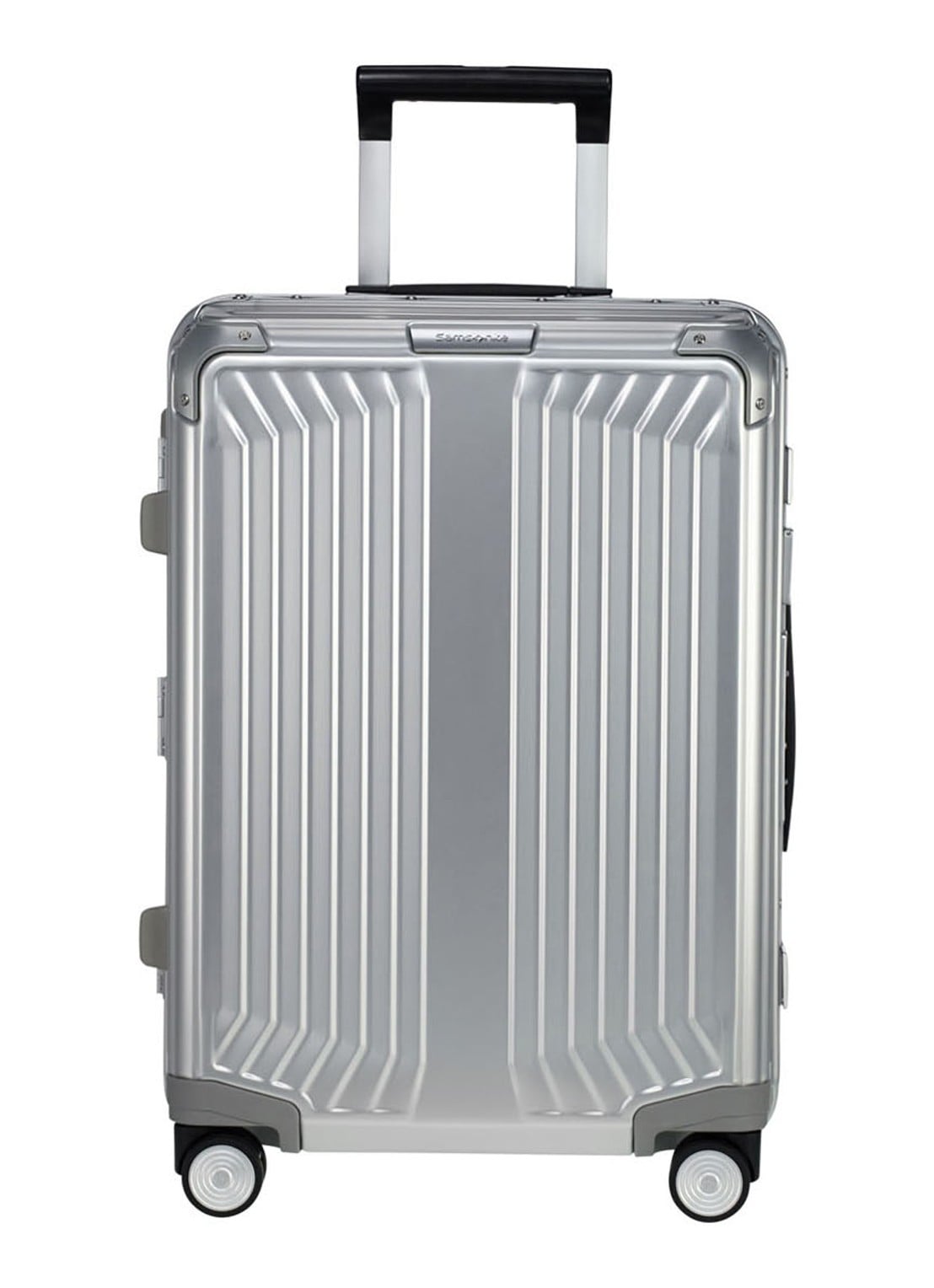 Samsonite Lite-Box Alu spinner 55 cm  - voorkant zilver