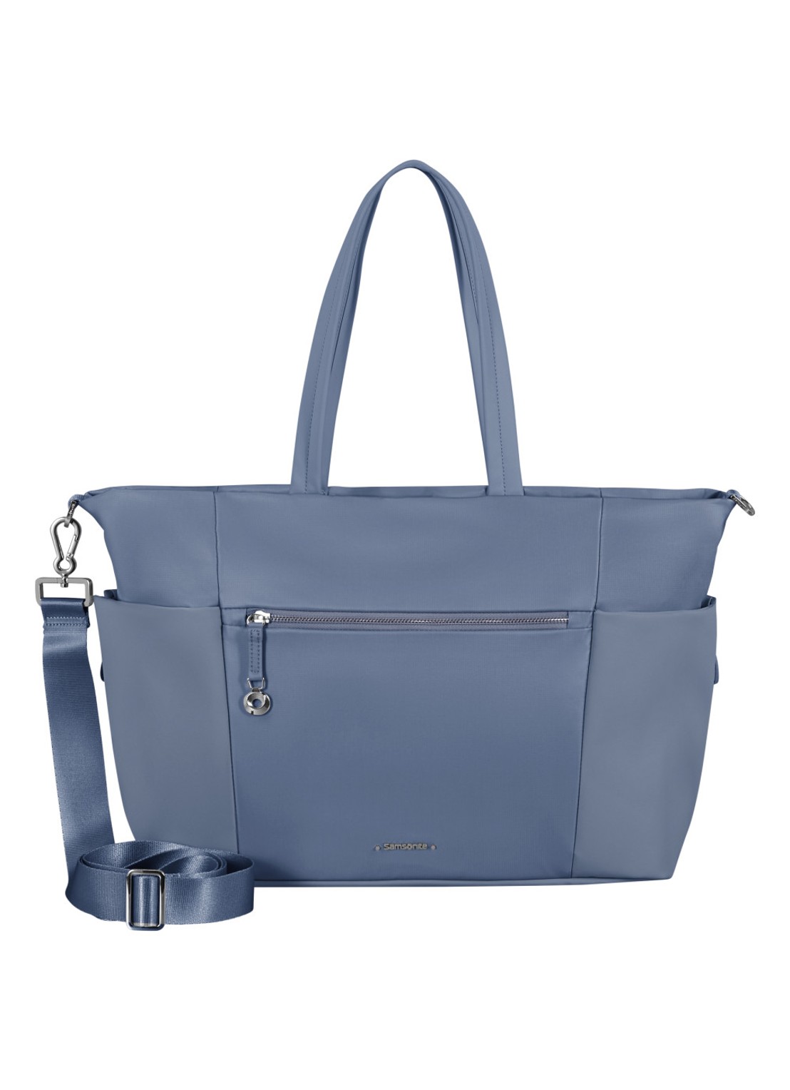 Samsonite Move Journey schoudertas met 14,1 inch laptopvak - voorkant blauwgrijs