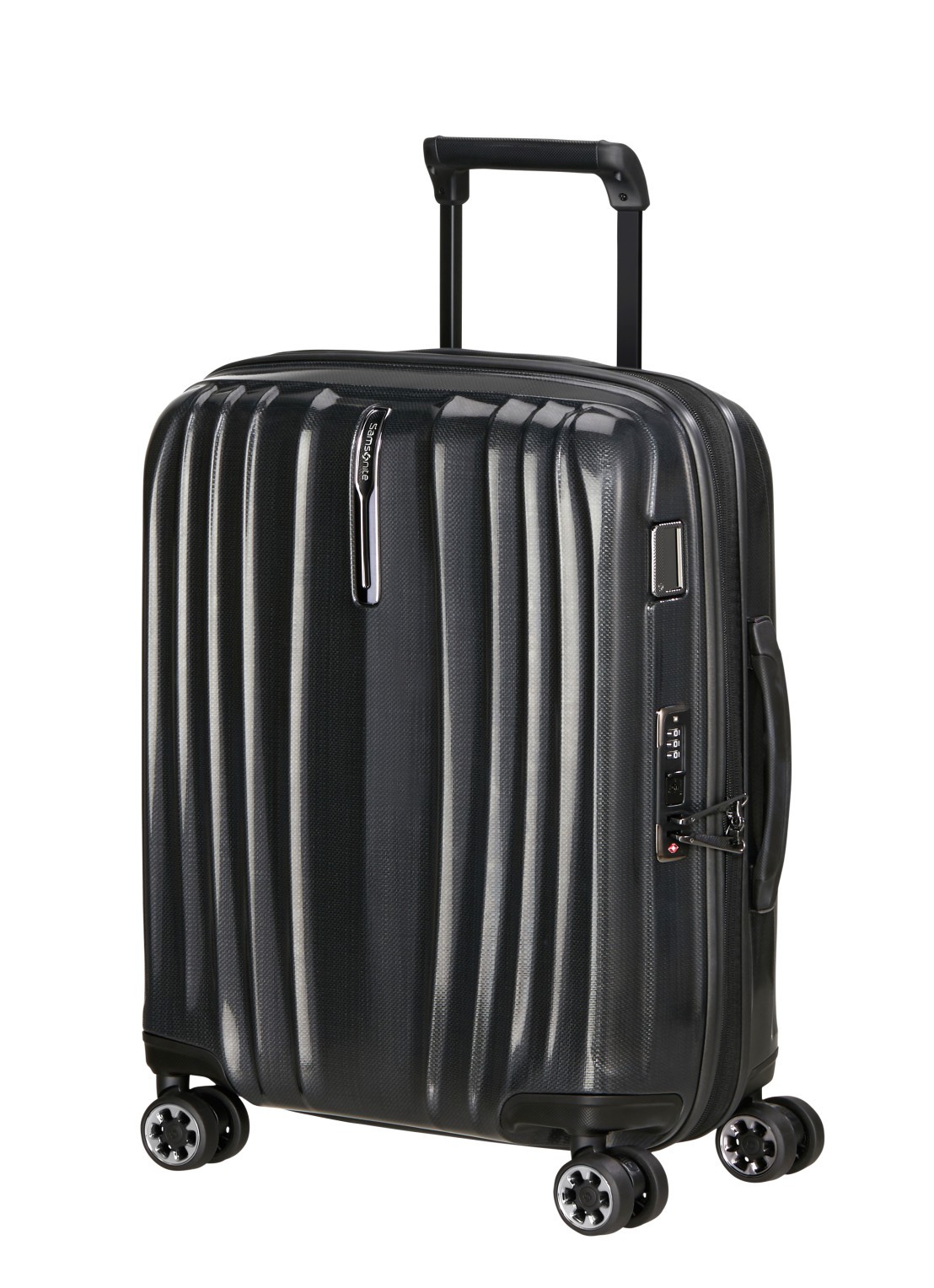 Samsonite Nexis vergrootbare spinner 55 cm - voorkant 4 zwart