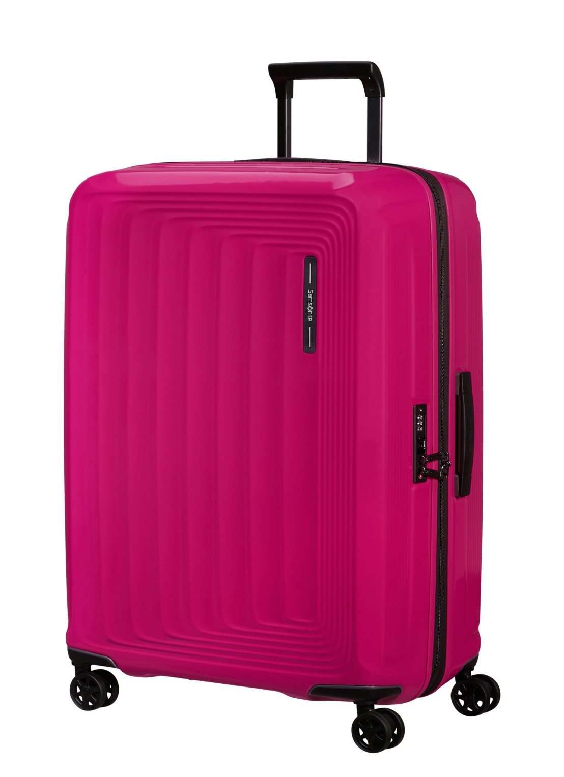 Samsonite Nuon vergrootbare spinner 75 cm - voorkant 2 metallic ruby / donkerroze