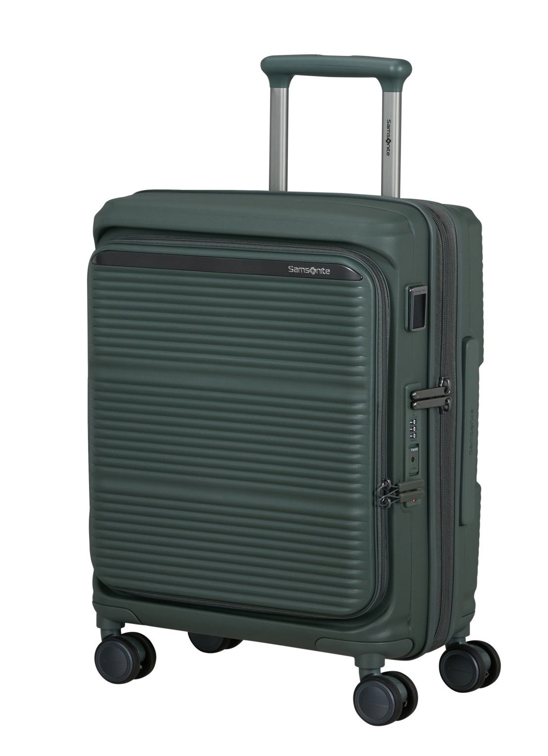 Samsonite Paralux vergrootbare spinner 55 cm - voorkant 3 olijfgroen