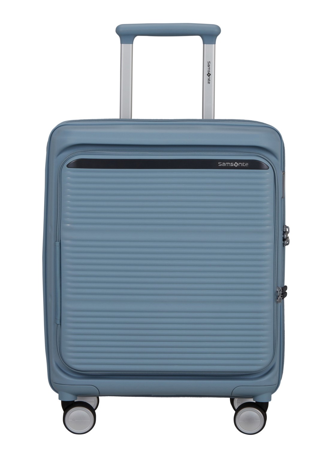 Samsonite Paralux vergrootbare spinner 55 cm - voorkant 4 blauw