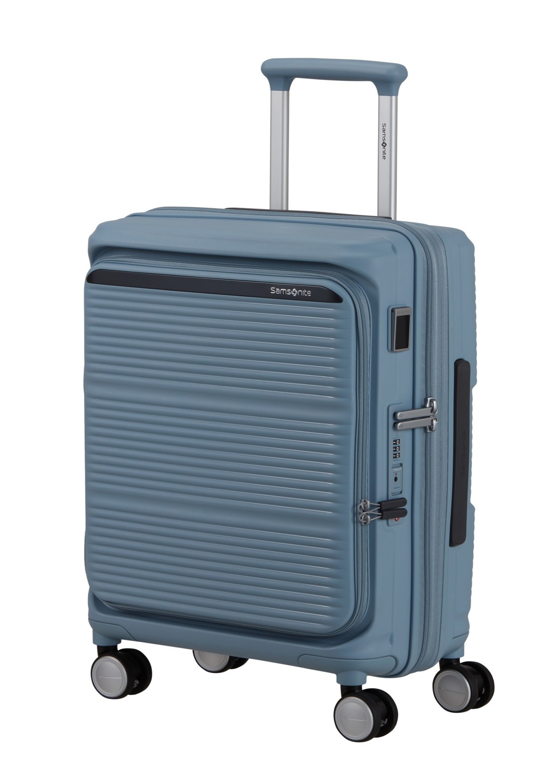 Samsonite Paralux vergrootbare spinner 55 cm - voorkant 5 blauw