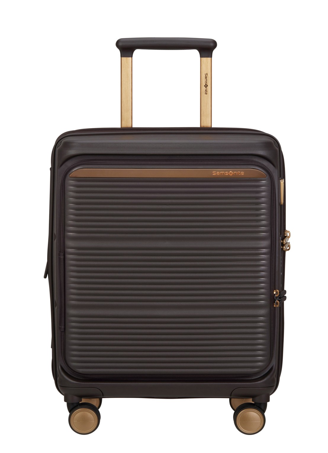 Samsonite Paralux vergrootbare spinner 55 cm - voorkant 3 donkerbruin