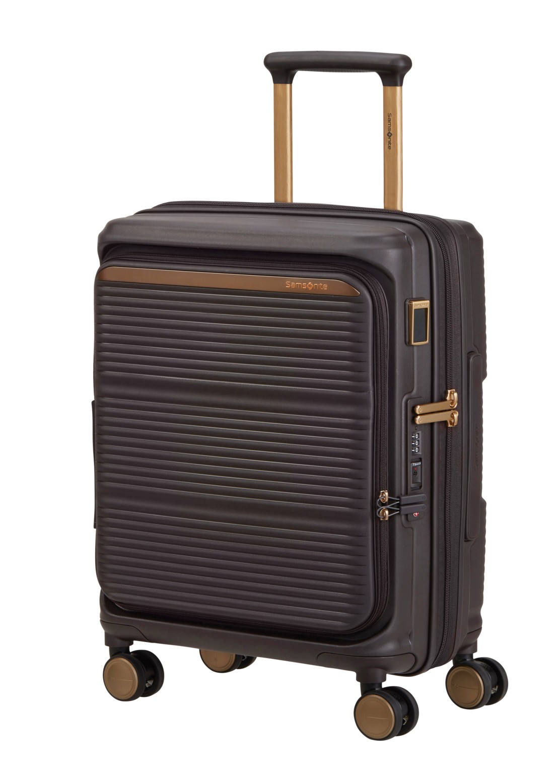 Samsonite Paralux vergrootbare spinner 55 cm - voorkant 4 donkerbruin