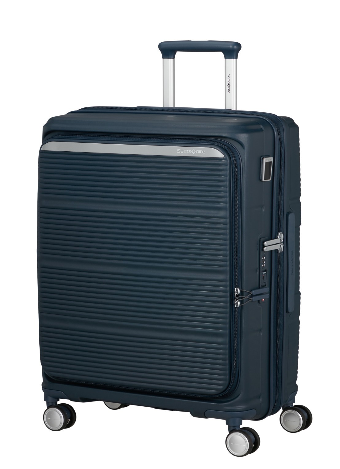 Samsonite Paralux vergrootbare spinner 67 cm - voorkant 4 donkerblauw