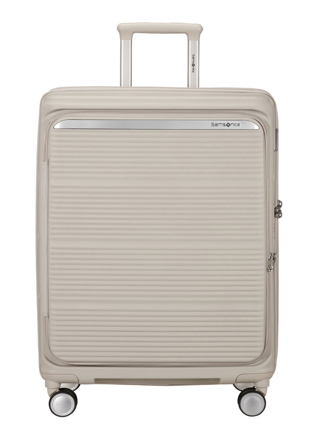 Samsonite Paralux vergrootbare spinner 67 cm - voorkant 3 lichtgrijs