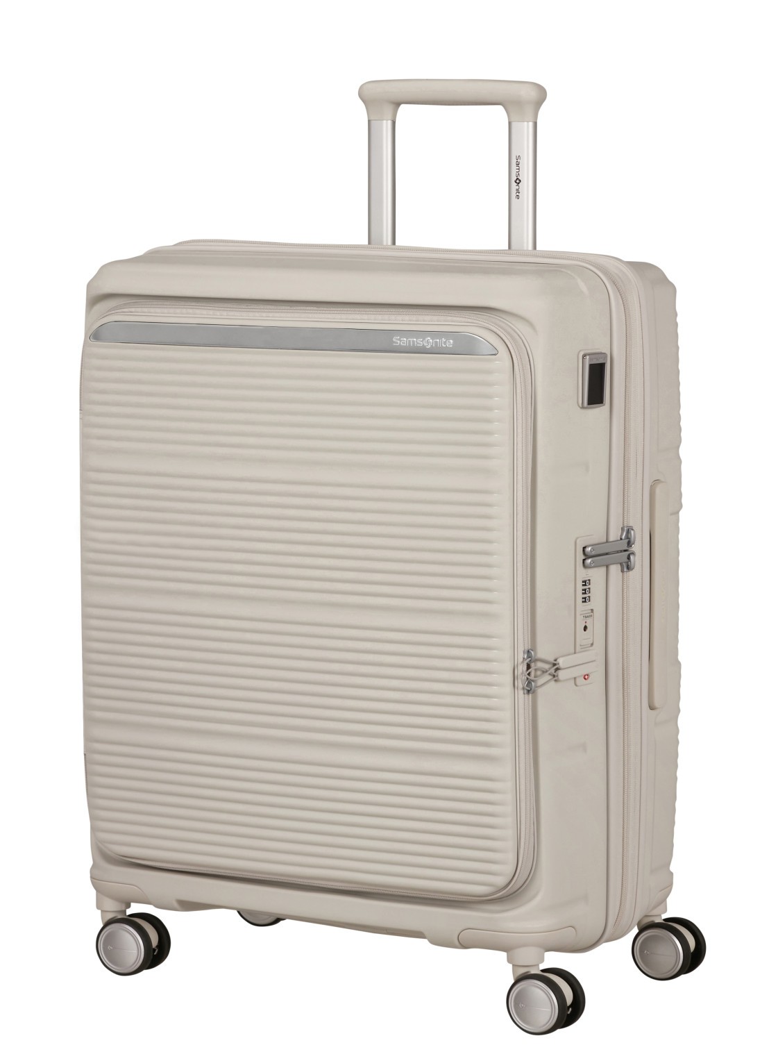 Samsonite Paralux vergrootbare spinner 67 cm - voorkant 4 lichtgrijs