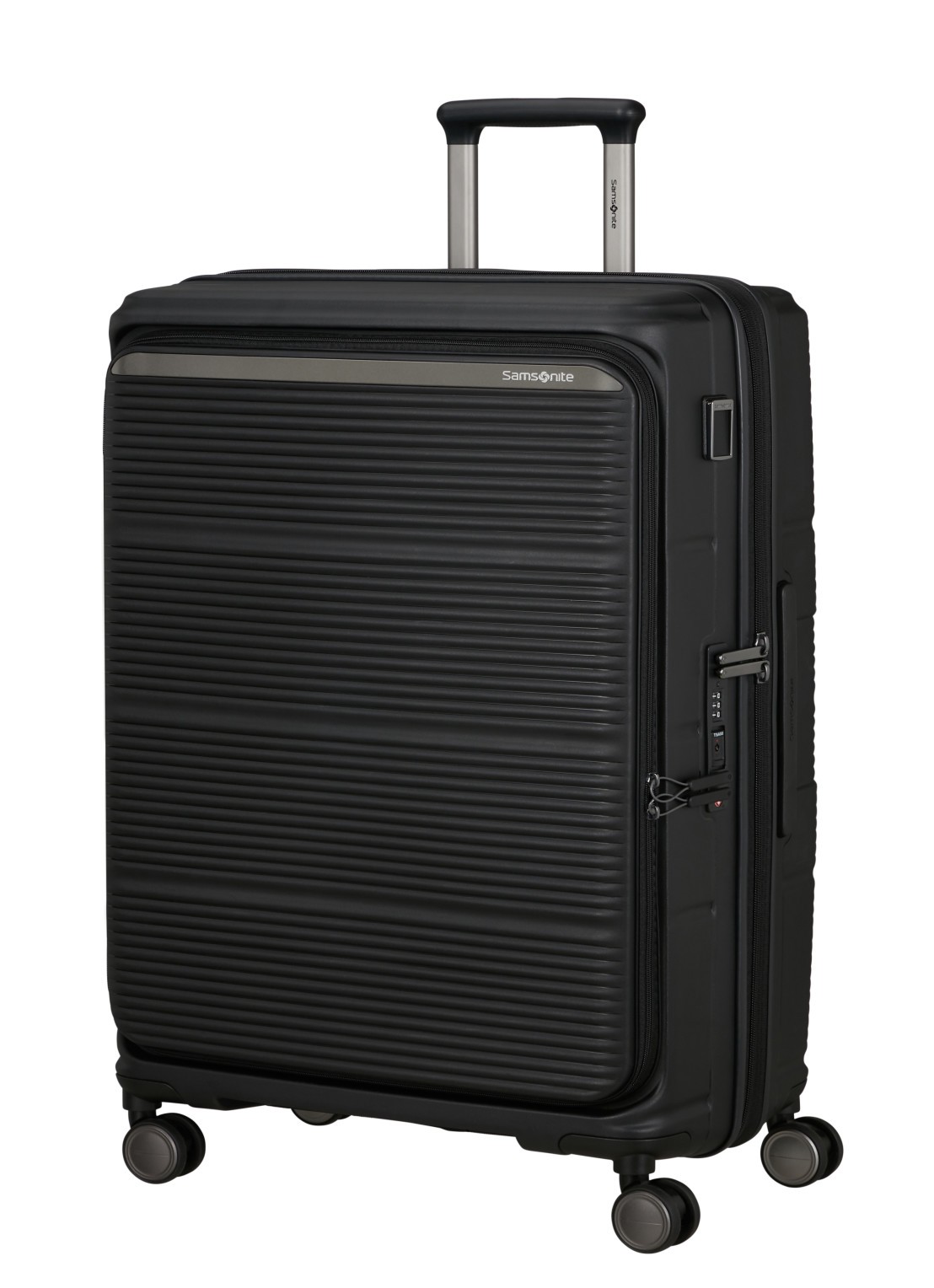 Samsonite Paralux vergrootbare spinner 75 cm - voorkant 2 zwart