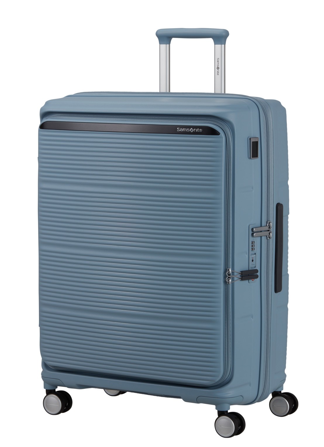 Samsonite Paralux vergrootbare spinner 75 cm - voorkant 3 blauw